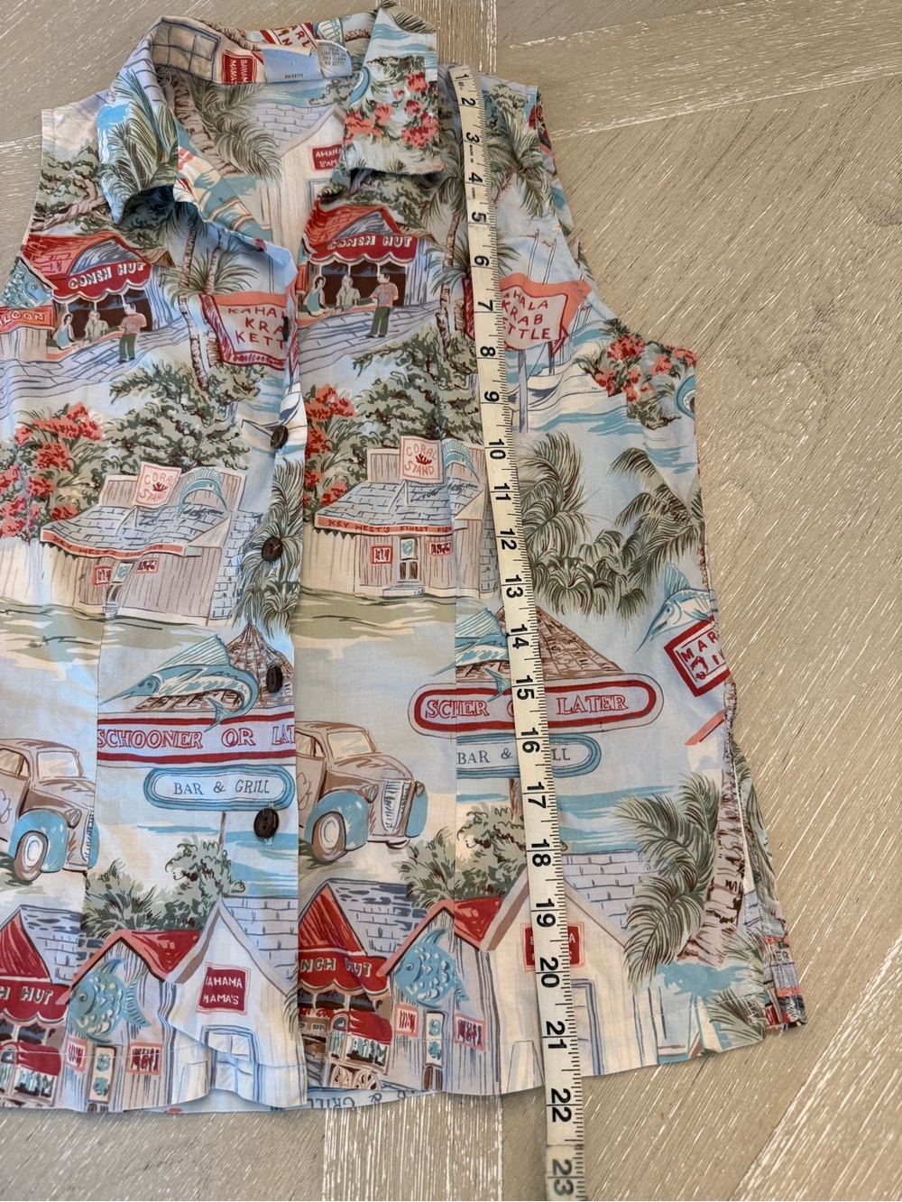 Sleeveless Vintage Tropical Beach Button-Front Tank Top Medium - Picture 6 of 12